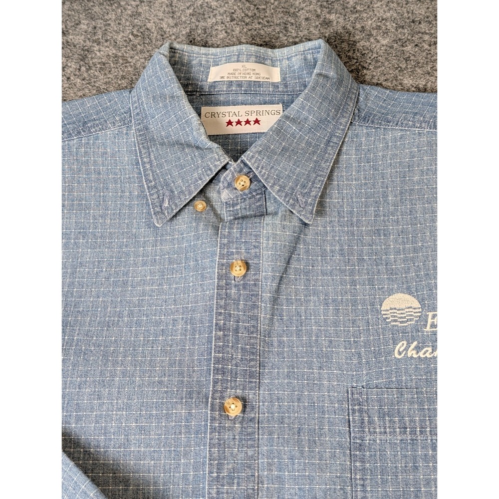 Crystal Springs Blue Button Down Shirt Men's XL "Entergy Champion" Embroidered